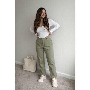 32 Degrees Cool Olive Utility Pants Women Size XL Cropped Stretch Cargo Casual